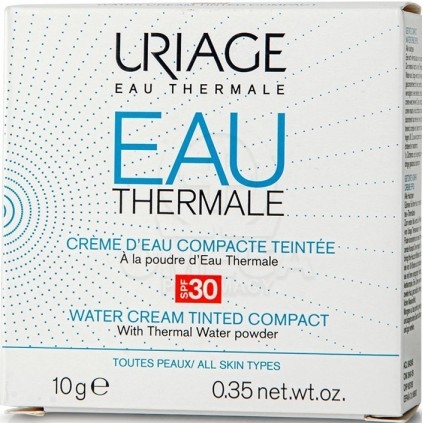 URIAGE Eau Thermale Water Cream Tinted Compact Κρέμα Κρεμώδης Πούδρα Ενυδάτωσης με Χρώμα & SPF30 για Όλους τους Τύπους Επιδερμίδ