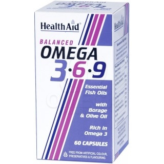 HEALTH AID Balanced Omega 3-6-9 Συμπλήρωμα Διατροφής Λιπαρών Οξέων με Ιχθυέλαιο, Έλαιο Μποράγκου & Ελιάς για την Καλή Φυσιολογικ