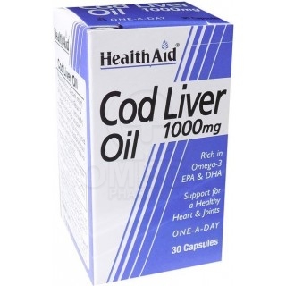 HEALTH AID Cod Liver Oil 1000mg Συμπλήρωμα Διατροφής Μουρουνέλαιου για την Καλή Υγεία του Ανοσοποιητικού Συστήματος & στη Διατήρ