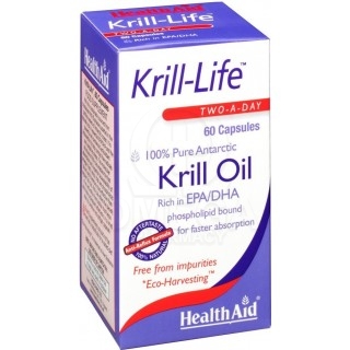 HEALTH AID Krill-Life Pure Antarctic Krill Oil (Omega 3) 500mg Συμπληρωμα Διατροφής Ωμέγα-3 με Έλαιο Krill Ανταρκτικής για την Κ