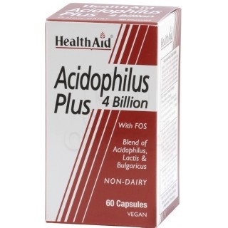 HEALTH AID Acidophilus Plus Συμπλήρωμα Διατροφής με Προβιοτικά 4 Billion & Πρεβιοτικά FOS για την Καλή Υγεία του Πεπτικού & Ανοσ