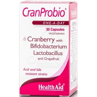 HEALTH AID CranProbio Συμπλήρωμα Διατροφής με Προβιοτικά 5 Billion, Κράνμπερυ & Γκρειπφρουτ για την Καλή Υγεία του Γυναικείου Πε