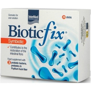 INTERMED Bioticfix Symbiotic Συμβιοτικό Συμπλήρωμα Διατροφής με 3 Προβιοτικά Στελέχη, Πρεβιοτικά & Ίνες Psyllium για Ενήλικες γι