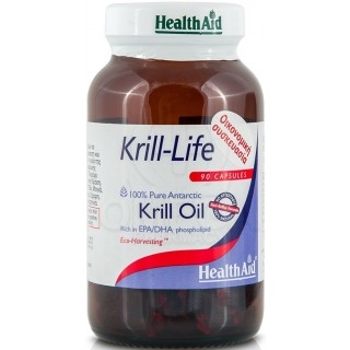 HEALTH AID Krill-Life Pure Antarctic Krill Oil (Omega 3) 500mg Συμπληρωμα Διατροφής Ωμέγα-3 με Έλαιο Krill Ανταρκτικής για την Κ