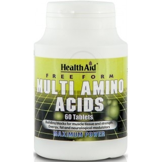 HEALTH AID Free Form Multi Amino Acids Συμπλήρωμα Διατροφής με Πολυαμινοξέα για τη Ρύθμιση του Μεταβολισμού, Αύξηση της Αντοχής,