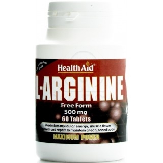 HEALTH AID Free Form L-Arginine 500mg Συμπλήρωμα Διατροφής με Αργινίνη για την Παραγωγή Ενέργειας στους Μύες, Διατηρεί Λεπτό & Σ