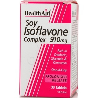 HEALTH AID Soy Isoflavones 910mg Prolonged Release Σημπλήρωμα Διατροφής με Ισοφλαβόνες Σόγιας, Βραδείας Αποδέσμευσης για την Καλ