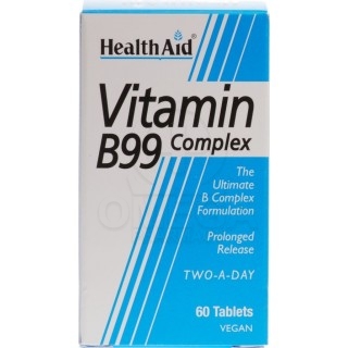 HEALTH AID Vegan Vitamin B99 Complex Συμπλήρωμα Διατροφής Υψηλής Περιεκτικότητας Σύμπλεγμα Βιταμινών Β, Βραδείας Αποδέσμευσης μ