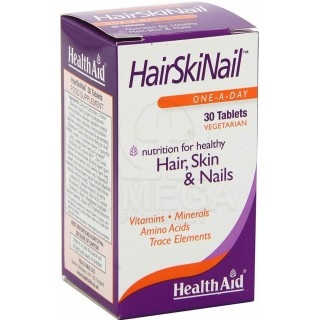 HEALTH AID HairSkiNail Συμπλήρωμα Διατροφής με Βιταμίνες, Μέταλλα, Αμινοξέα & Ιχνοστοιχεία για την Ανάπτυξη & τη Δύναμη των Μαλλ