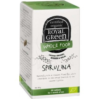 ROYAL GREEN Whole Food Bio Spirulina Συμπλήρωμα Διατροφής με Βιολογική Σπιρουλίνα Πλούσια σε Πρωτεΐνες, Βιταμίνες, Μέταλλα, Ιχνο