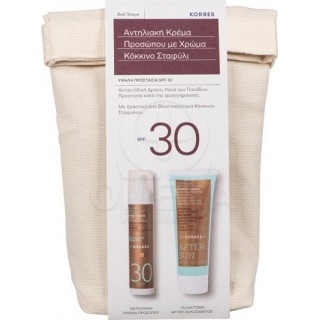 KORRES Set Sunscreen Face Cream Red Grape Αντιρυτιδική Αντηλιακή Κρέμα Προσώπου με SPF30 Κατά των Πανάδων με Χρώμα 50ml + After