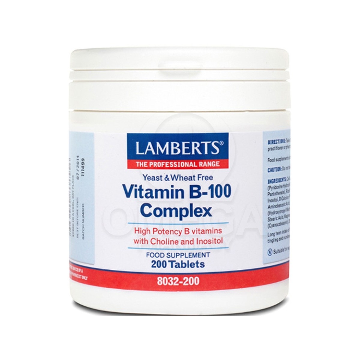 Συμπληρωματα διατροφης LAMBERTS Vitamin B100 Complex με Choline & Inositol 200Tabs