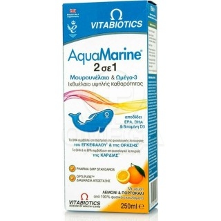 VITABIOTICS AquaMarine 2 in 1 Omega 3 & Cod Liver Oil Συμπλήρωμα Διατροφής με Μουρουνέλαιο & Ω3 Ιχθυέλαιο Υψηλής Καθαρότητας για