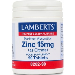 LAMBERTS Zinc Citrate 15mg Συμπλήρωμα Ψευδάργυρου 90 tabs