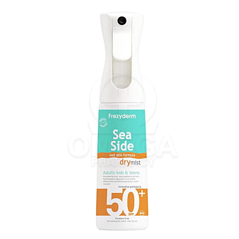 FREZYDERM Sea Side Dry Mist SPF50+ Αντηλιακό Spray Προσώπου & Σώματος για Όλη την Οικογένεια και Παιδία από 3 ετών με Πολύ Υψηλή