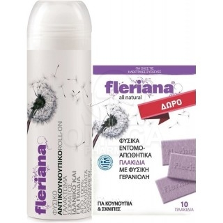POWER HEALTH Fleriana Αντικουνουπικό Γαλάκτωμα Σώματος Roll On για Παιδικά 3+ Ετών & Ενήλικες 100ml + ΔΩΡΟ Εντομοαπωθητικά Πλακί