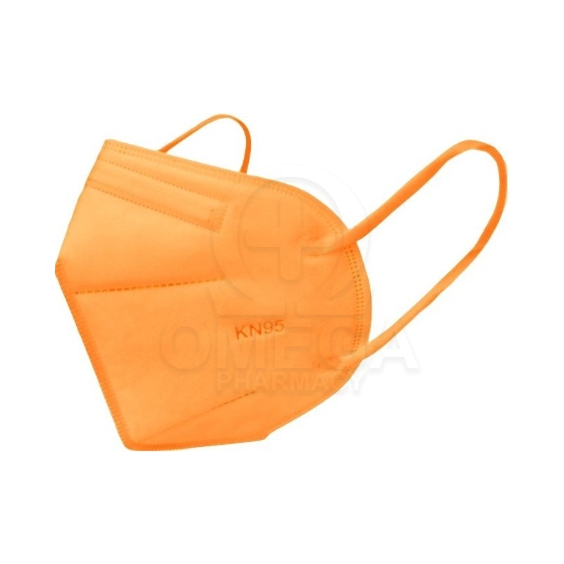 JIJI HUANG KN95 Disposable Folding 3D Mask 5PLY Αναδιπλούμενη Μάσκα KN95 Μίας Χρήσης Χωρίς Βαλβίδα 5 Στρώσεων σε Πορτοκαλί Χρώμα