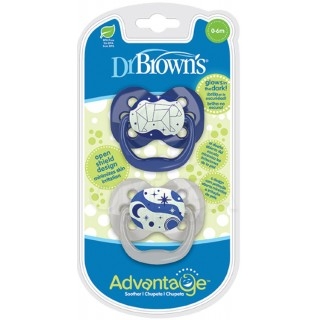 DR.BROWN'S Advantage Πιπίλα Σιλικόνης Νυκτός 0-6m Αγόρι 2 τεμάχια