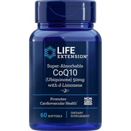 LIFE EXTENSION Super-Absorbable CoQ10 (Ubiquinone) 50mg with d-Limonene Συμπλήρωμα Διατροφής με Συνένζυμο CoQ10 60 μαλακές κάψου