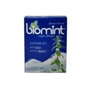 BIOMINT Καραμέλες για το Λαιμό & τους Βρόγχους με Ιαπωνικό Φυτικό Έλαιο Μέντας Χωρίς Ζάχαρη 50gr
