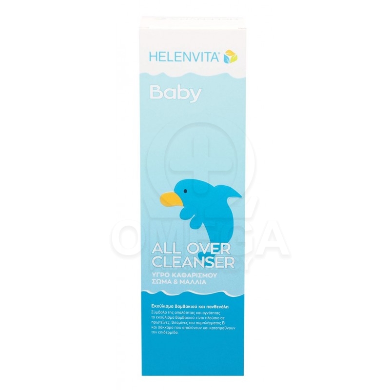 HELENVITA Baby All Over Cleanser Βρεφικό Υγρό Καθαρισμού για Σώμα & Μαλλιά με Εκχύλισμα Βαμβακιού και Πανθενόλη 300ml