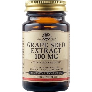 SOLGAR Grape Seed Extract 100mg Συμπλήρωμα Διατροφής με Εκχύλισμα Σπόρων Σταφυλιού & Αντιοξειδωτική Δράση για την Ενίσχυση του Μ