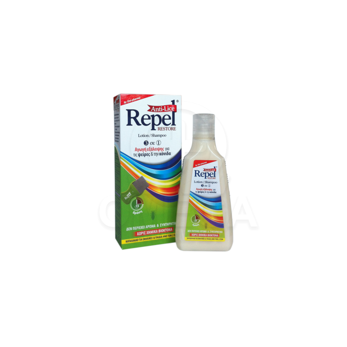 UNIPHARMA Repel Antilice Restore Lotion/Shampoo Αγωγή Εξάλειψης για Ψείρες & Κόνιδες, 200gr