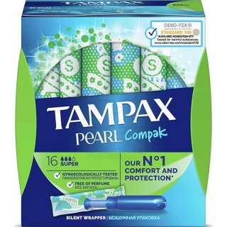 TAMPAX Compak Pearl Super με Απλικατέρ για Προστασία & Διακριτικότητα 16τμχ