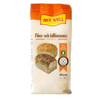 MIX WELL Μίγμα για Ψωμί Ολικής Άλεσης με Ίνες Χωρίς Γλουτένη, 400gr
