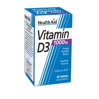 HEALTH AID Βιταμίνη D3 1000iu 30 Ταμπλέτες