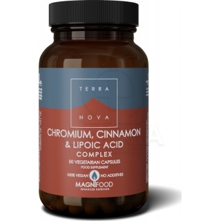 TERRANOVA Chromium, Cinnamon & Lipoic Acid Complex Συμβάλλει στη Ρύθμιση του Σακχάρου του Αίματος, 50caps